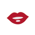 Vibrant red lip shaped alloy brooch with white teeth detailing and enamel finish - No.7 Flat Cartoon Red Lips