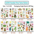 Hawaii themed temporary tattoo stickers for kids featuring aloha tropical patterns - AH Hawaiian Theme Temporary Tattoo Stickers Set (AH)