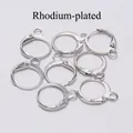 Detailed view of eight rhodium-colored leverback earring hooks for DIY jewelry making - Rhodium