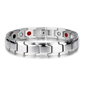 Men's silver magnetic therapy bracelet with professional metallic finish on white background - Silver