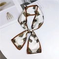 Elegante sciarpa in seta crema e marrone con linee astratte per capelli o polso - Stampa Nappa Bianco Crema