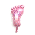 Pink baby foot shaped foil balloon with daisy pattern and It's a Girl text - Mini Pink Footprint
