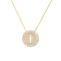 Elegante collana con ciondolo a croce cava placcata in oro con pavé di zirconi cubici - Oro