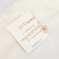 Set di fermagli per capelli geometrici dorati con perle finte su carta - Stile A (Set da 4 Pezzi Perle e Fiori)