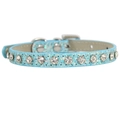 Collare per animali azzurro scintillante con strass bianchi e fibbia in metallo - S 1.0*30cm / Celeste con Strass