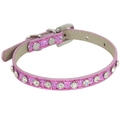Collare rosa glitter per animali con strass scintillanti e fibbia in metallo argento - XS 1.0*25cm / Rosa con Strass