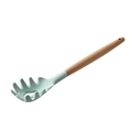 Mint green silicone pasta server with natural wooden handle and hanging hole design - Pasta Server