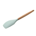 Green silicone spatula with wooden handle and hanging hole for non-stick cookware - Spatula