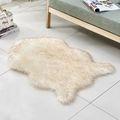 Irregular beige faux wool plush rug with soft texture for living room home decor - White with Yellow Tips