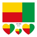 Set de pegatinas de tatuaje temporal con la bandera de Benín, impermeable para eventos deportivos. - Benín