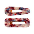Minimalist acetate hair clip set with red and blue marble pattern on white background - Two-Piece Set / Red Blue Mixed