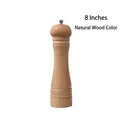 8 inch natural wood manual pepper grinder with adjustable metal top knob and oak finish - 8 Inch / Natural Wood Color