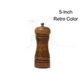 5-inch manual oak wood pepper grinder in vintage brown finish for kitchen seasoning - 5 Inch / Antique Silver