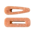 Pink marble acetate hair clip set with teardrop and rectangle shapes in golden finish - Two-Piece Set / Pink Marble Pattern