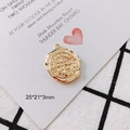Golden round cross coin charm with Latin relief engraving and vintage seal design - 2-1# (25*21*3mm)