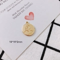 Minimalist gold coin pendant with abstract line art relief 19x16mm for jewelry making - 7-1# (19*16*2mm)