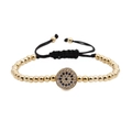 Verstellbares geflochtenes Evil Eye Armband mit Goldperlen und Kristallen - Gold