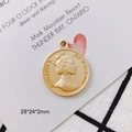 Golden Elizabeth II coin pendant charm for jewelry making in 28x24x2mm size - 1# (28*24*2mm)