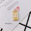 Golden rectangular relief pendant with Venus portrait and 1990 engraving, 24x12x2mm - 5# (24*12*2mm)