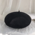 Classic black wool beret hat for women featuring soft texture for autumn and winter - M (56-58cm) / Black