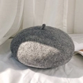 Classic dark grey wool beret for women, warm felt material in soft sunlight view - M (56-58cm) / Light Gray