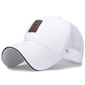 Berretto da baseball bianco in rete per uomo con toppa in pelle e visiera ricurva - Regolabile / Bianco
