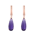 Pendientes de aro en oro rosa con colgantes de cristal violeta en forma de gota tallada - Púrpura