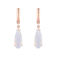 Orecchini minimalisti in oro rosa con pietre di opale bianco a forma di pera lucida - Bianco Latte