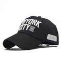 Black cotton baseball cap with white 3D New York City embroidery and side patch detail - Adjustable / Black (1)
