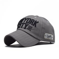 Detailed view of 3D New York City embroidery on grey cotton twill baseball cap - Adjustable / Deep Grey (4)