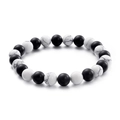 Bracciale da 8mm in agata nera opaca e turchese bianco per uomo e donna - Agata Nera e Turchese Bianco