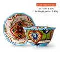 6-inch hand-painted ceramic deep bowl with vibrant folk flower patterns and 15.5cm diameter - 6 Inch Deep Bowl