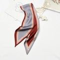 Chic geometric striped scarf in grey and burgundy, displayed with lifestyle props - Color Block Wine Red Blue Gray