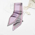 Purple and grey striped narrow silk scarf for women's handbag or neck accessory - Color Block Taro Purple Gray