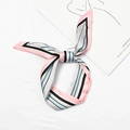 Pink, grey, blue, and black striped silk scarf shown on minimalist white background - Wide and Narrow Stripes Pink Edge