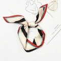 Red and black striped narrow silk scarf tied in a bow with artistic accessories - Tri-Color Diagonal Stripes Jujube Red Edge