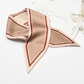Beige and brown silk scarf with red stripe patterns for bags or neck decoration - Color Block Khaki Champagne