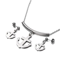 Set di gioielli con ancora in argento con collana e orecchini in acciaio lucido - Set Color Acciaio (KS115000-Z)