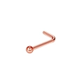 Macro detail of rose gold L-shaped nose stud with a polished round ball head - Rose Gold L-Shape Ball