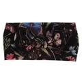 Detail view of floral and butterfly print nylon baby headband with a decorative knot bow. - Bow / Black Butterfly
