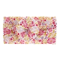 Detalle de la diadema de nailon para bebé con estampados florales y nudo redondo texturizado - #12 Floral Rosa