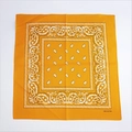 Orange paisley 100% cotton square headscarf with white classic vintage patterns - Paisley Orange Yellow