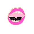 Pink lips enamel brooch with white teeth and gold trim on clean white background - No.3 Pink Lips with Gold Dots
