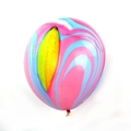 Detail of 12-inch thickened latex balloon with pink blue and yellow marble pattern - Multicolor Agate