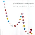 Ghirlanda di stelle 3D colorata da 2,3 m per decorazione matrimoni e feste con stelle da 6 cm - Ghirlanda di Carta 3D Multicolore con Stelle