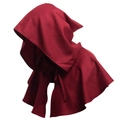 Gothic red hooded cloak in medieval reaper style, high-quality fabric for Halloween costumes - One Size / Burgundy