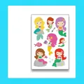 Set de tatuajes temporales de sirena de dibujos animados con diseños coloridos para niños - Sirena WK-166