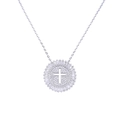 Collana con ciondolo a croce scintillante con zirconi cubici in un design a raggiera - Argento