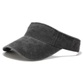 Close-up of washed cotton sun visor showing twill texture and reinforced brim stitching - Adjustable / Black