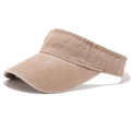Detailed side view of khaki washed cotton visor hat with reinforced stitching for sun protection - Adjustable / Khaki
